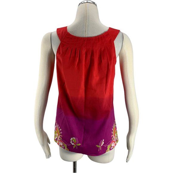 Anthropologie Eci 4 Blouse Red Ombre Sleeveless Floral Anthro - Picture 3 of 6